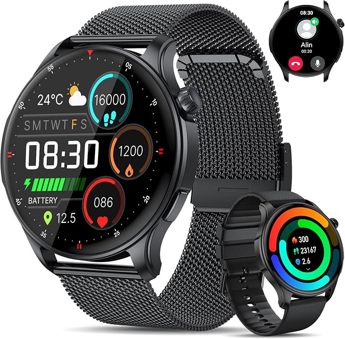 Smart Watch for Men Women Fitness Tracker: Smartwatch for Android Phones iPhone Compatible Samsung Bluetooth Call Answer/Make Watches for Men Heart Rate Sleep Monitor IP68 Waterproof 120+Sports Model