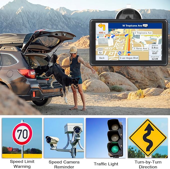 GPS Navigator for Truck Car, Truck GPS Commercial Drivers, 7'' Semi Trucker Navigation Systems with Latest 2026 Maps Free Lifetime Updates, Voice Assist, Speed Limit Warnings, Custom Routing