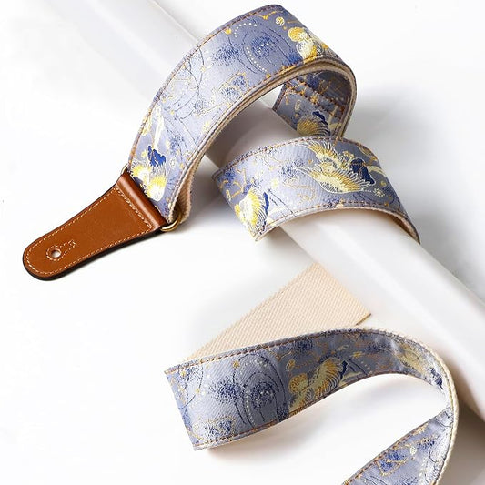 Guitar Strap, embroidery Jacquard Adjustable Guitar Straps for Acoustic/Bass/Electric Guitar, Includes Guitar Pick, Strap Button and Strap Lock, Constellation Gift (Gemini)