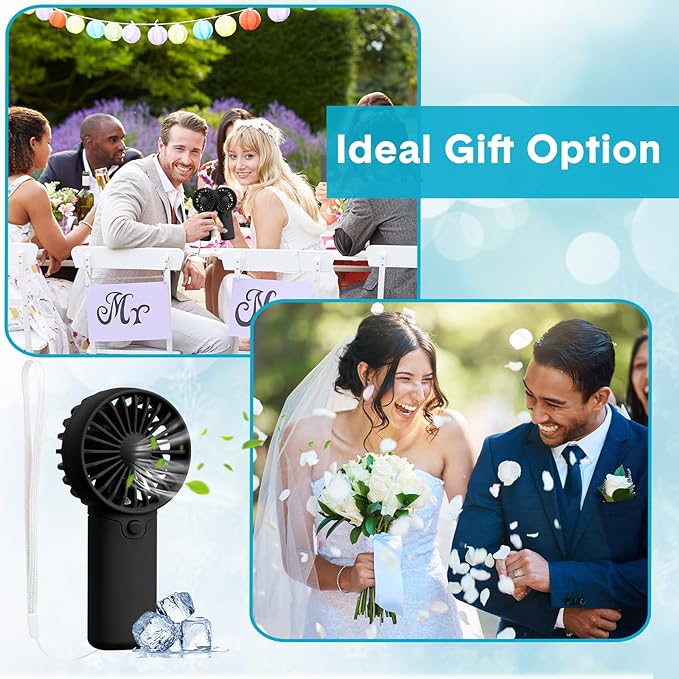 Rossesay 12 Pcs Mini Portable Fan Handheld Battery Operated Portable Small Personal Fans for Summer Beach Indoor Outdoor Travel Cooling Gift (Black)