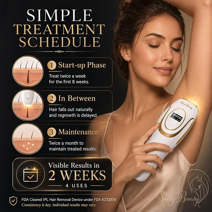 IPL Hair Removal Device for At Home Use - Permanent Hair Reduction for Women and Men with Dynamic Cooling Function and Xenon Arc Flashlamp