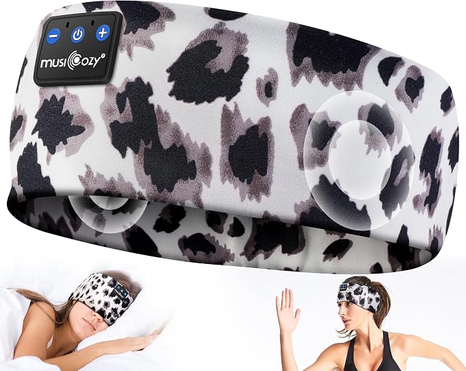 MUSICOZY Sleep Headphones Bluetooth 5.4 Headband, Wireless Earphones Music Sleep Earbuds Sleeping Eye Mask with HD Stereo Speakers for Workout Running Travel Yoga, Ideal Gifts for Women Men