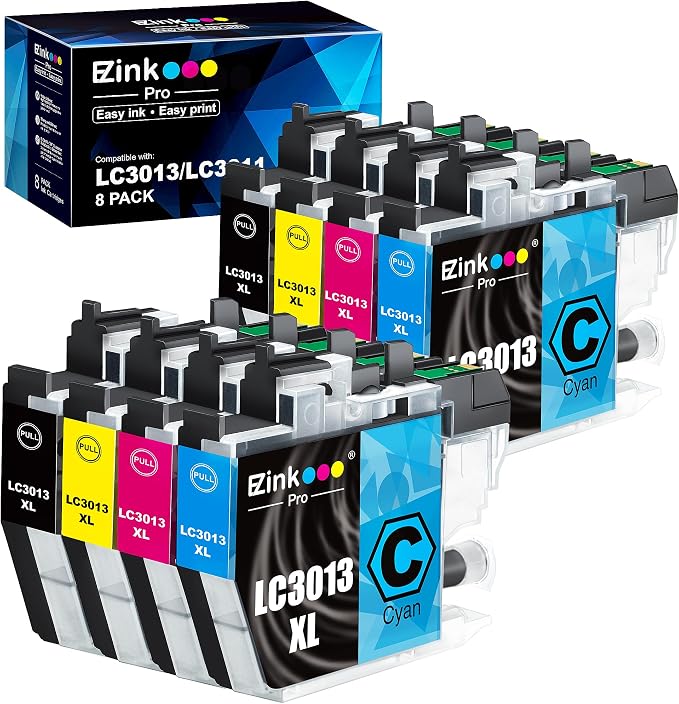 E-Z Ink Pro Compatible Ink Cartridges Replacement for Brother LC3013 LC3011 LC3013XL LC-3013 to Work with Brother MFC-J491DW MFC-J497DW MFC-J895DW MFC-J690DW (2 Black, 2 Cyan, 2 Magenta, 2 Yellow)