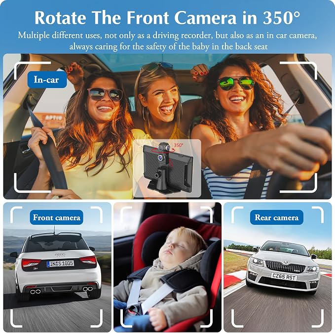 CARPURIDE W905 Wireless Carplay & Android Auto, Portable 9'' Touch Car Screen, 4K Dash Cam,Drive Play Car Play Navigation with Mirror Link/Siri/FM/Bluetooth/Light Sensor