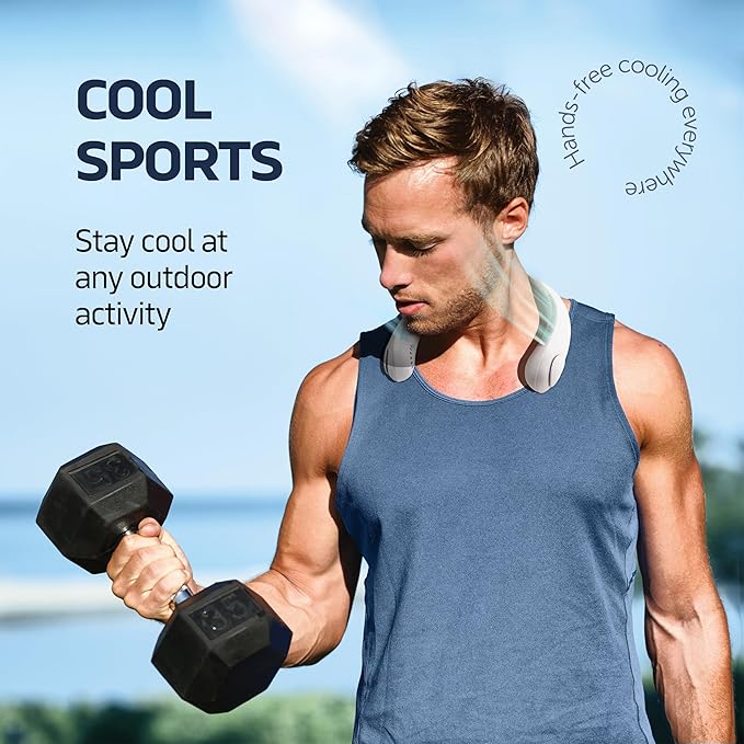 NEXAIR Portable Neck Fan Hands Free Cooling Lightweight Bladeless Neck Fan, 3 Speeds, 2400mAh Battery, 5H Runtime White