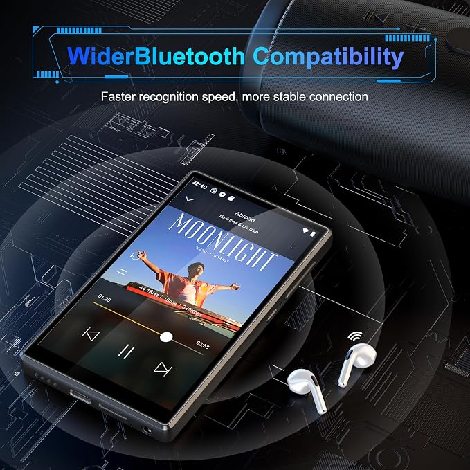 SWOFY 96GB MP3 Player with Bluetooth and WiFi, 5" Full Color Touch Screen MP4 Music Player with Parental Control,Spotify,Audible,YouTube, Android Digital Audio Player for Kids,Up to 1TB,Black