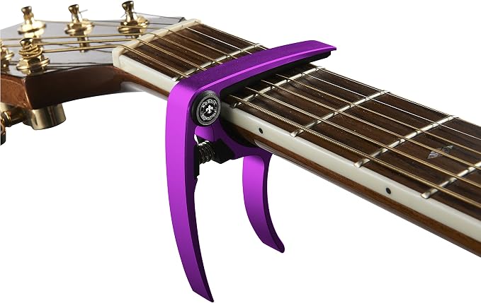 Guitar Capo (2 Pack) for Acoustic Guitars, Ukulele, Banjo, Mandolin, Bass - Made of Ultra Lightweight Aluminum Metal (1.2 oz!) for 6 & 12 String Instruments - Nordic Essentials (Pink+Purple)