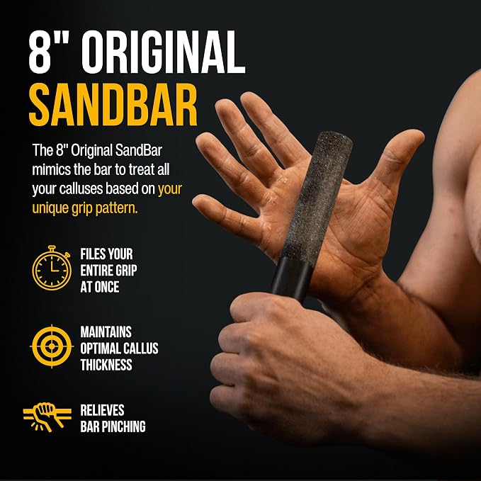 SandBar Ultimate Callus Remover Set - 4" & 8" Files with Moisturizing Salve Balm Stick - Elevating Athletes, Weightlifters & Rock Climbers for Smoother Hands & Feet - Gold (Black) (Gold Bundle)