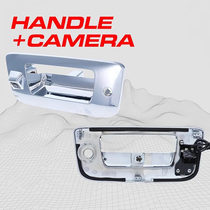 Master Tailgaters Chrome Tailgate Handle with Backup Camera Replacement for Chevrolet Silverado/GMC Sierra (2007-2014) | IP68 Waterproof | Parking Grid Lines Available | Easy to Install