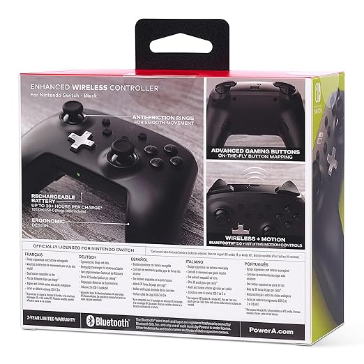 PowerA Enhanced Wireless Controller for Nintendo Switch/Switch 2 / Switch Lite/OLED Model - Black - Gamepad, game controller, Officially Licensed