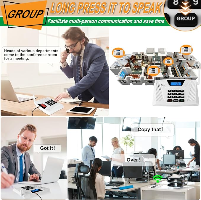 Intercoms Wireless for Home Upgraded, Hands Free Intercom 5300ft, Real-Time Two Way Intercoms for Home with Group Call, Full Duplex Wireless Intercom System for Business Office(4 Pack)