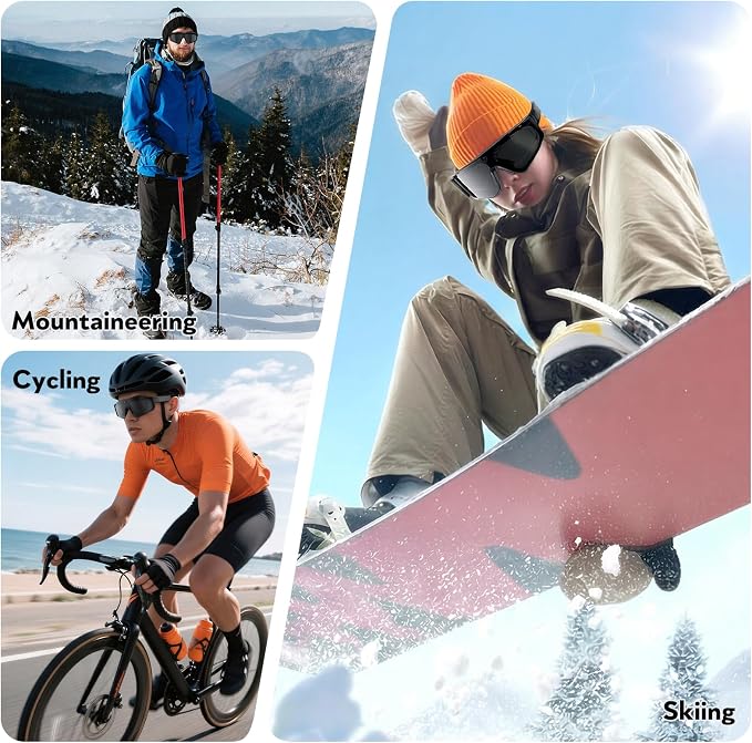 Smart Glasses with Camera and Bluetooth, POV Glasses with Photochromic Lens, 32MP Anti-Shake Camera, EIS Stabilization, IP64 Waterproof Sports Sunglasses for Cycling Running Hiking Baseball
