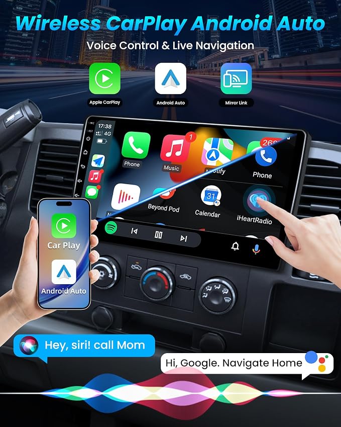 8Core 4+64GB QLED Radio for 2007-2013 Chevy Silverado 1500: Tahoe Equinox GMC Sierra Yukon 10.1" HD IPS Touchscreen Wireless Carplay&Android Auto GPS 5G WiFi Bluetooth FM/AM DSP SWC Backup Camera