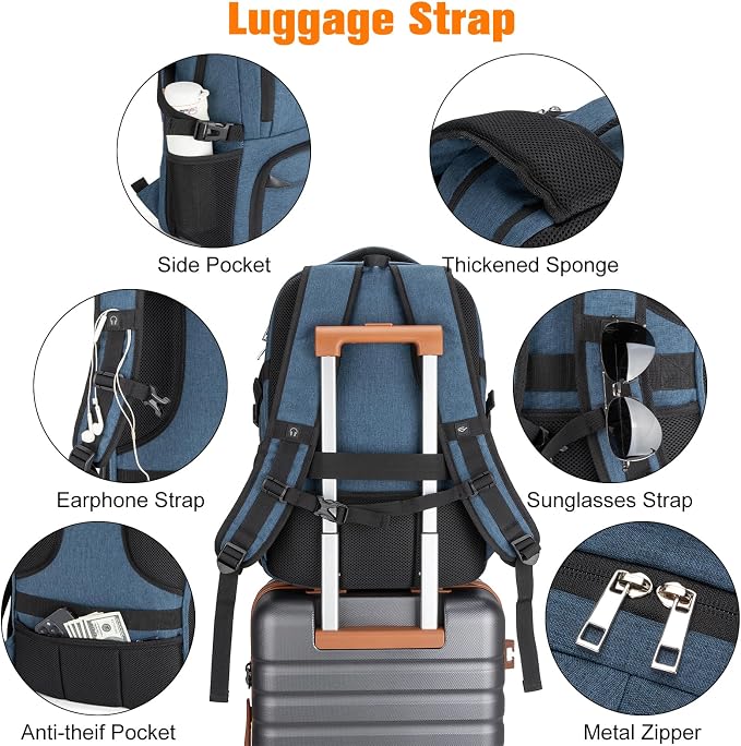 Insulated Lunch Backpack Fit 17" Laptop, Work Backpack with Lunch Box for Men & Women, Water Resistant College Computer Bag for Travel, Business, Hiking