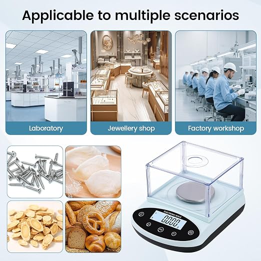 Lab Digital Scale 500g x 0.001g Analytical Balance Scale 0.001g Accuracy Precision Scientific Weighing Scale with Windshield for Laboratory Jewelry Chemistry