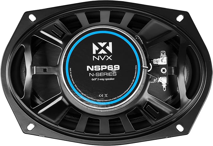 NVX® NSP69 6x9 Car Speakers, 900W Max, 300W RMS, 2-Way Coaxial w/Silk Dome Tweeters & Built-in X-Overs, Easy to Install in Cars/Trucks/Doors (Pair)