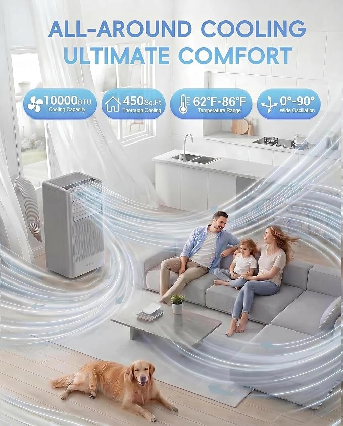 Garvee 10000 BTUs Portable Air Conditioner,Up to 450 Sq.Ft. Ceer 6.7 Grey