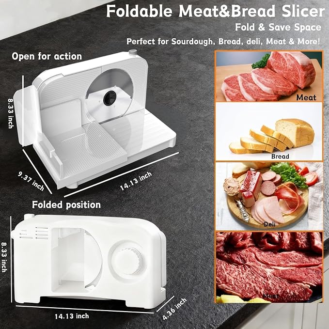 Electric Meat Slicer for Home+Food Dehydrator Machine, Portable Deli Meat Slicer & Food Dryer Dehydrators for Homemade Snacks, Meat, Herb, Bread, Jerky