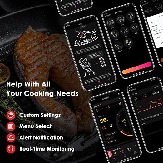 Dual-Probe Wireless Meat Thermometer for Grilling, Smoking, BBQ - Bluetooth Enabled Smart Grill Thermometer with 2 Probes, Digital Food Thermometer, 800ft Long Range,Cooking Thermometer for BBQ/Grill