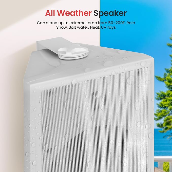 Pyle Home Pyle PDWR63 Dual Waterproof Outdoor Speaker System-6.5 Inch Pair of Weatherproof Wall or Ceiling Mounted White Speakers w/Heavy Duty Grill,Universal Mount-for Use in The Pool,Patio