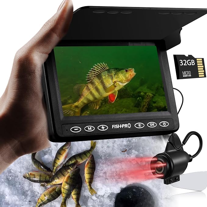 [FishPRO® 2026 Upgrade] The PRO in Underwater Fishing Camera -4.3'' Ice Fishing Camera Underwater(NO Need Learn), 1000TVL, Ice Fish Gift for Men, Ice Fish Finder for Boat Fish w/IR/USB-C/5,000mAh/66ft