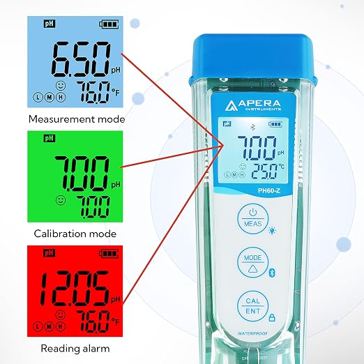 Apera Instruments PCO60-Z Bluetooth pH/Conductivity/ORP/Redox/TDS/Salinity/Resistivity Smart Multi-Parameter Meter Tester Kit Powered by ZenTest Mobile App with Cloud-Based Datalogger