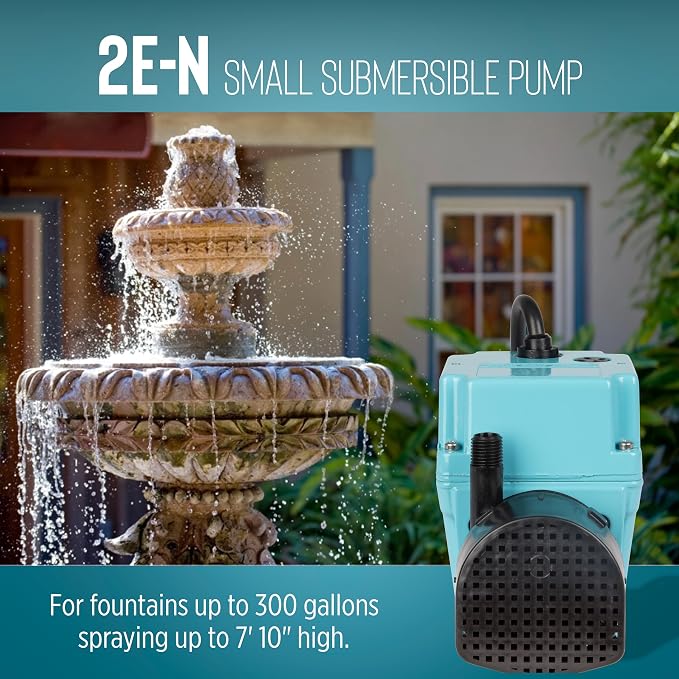 Little Giant 2E-N 300 GPH 115-Volt Manual Oil Filled Submersible Aluminum Direct Drive Submersible Pump, Blue, 502103