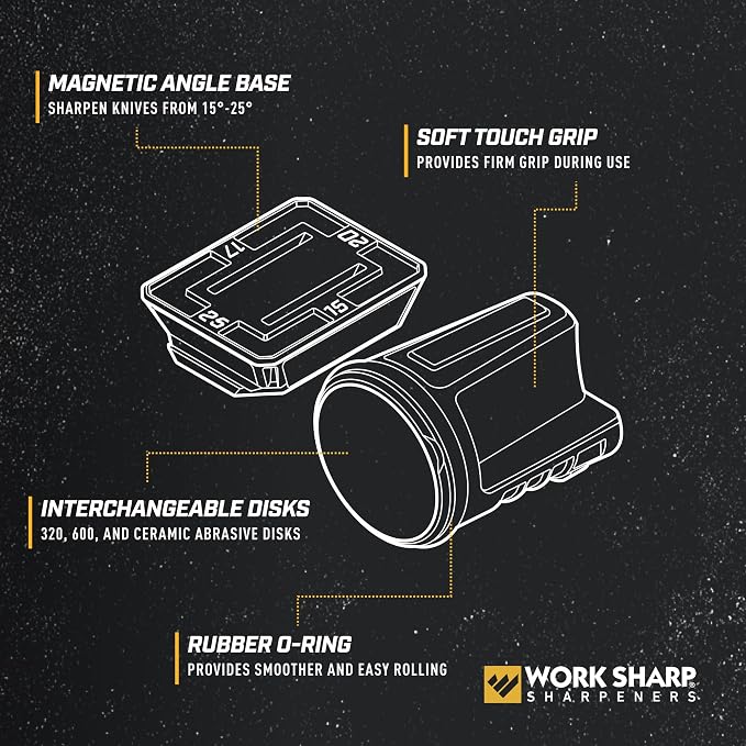 Work Sharp Rolling Knife Sharpener- 4 Sharpening Angles - For All Kitchen Knife Sets
