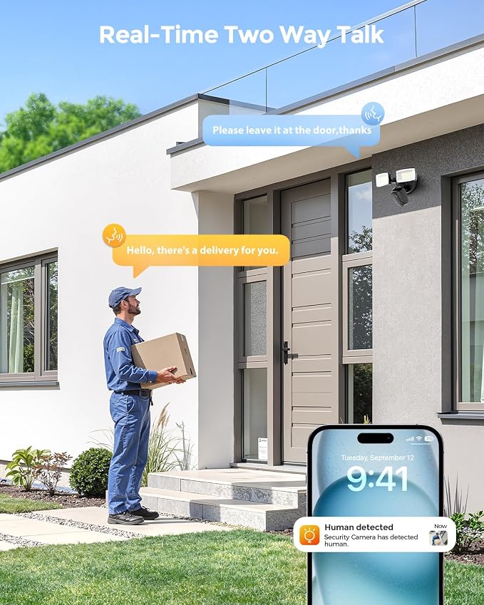 Onforu 2K Hardwired Floodlight Camera, 3500LM Motion Activated Outdoor Security Camera, 5G/2.4G WiFi Color Night Vision | 2-Way Audio | Siren | 24/7 Recording | IP65 Weatherproof | Works with Alexa