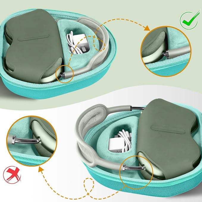 co2CREA Hard Case with Sleep Mode Replacement for Apple AirPods Max 2 / AirPods Max Wireless Over-Ear Headphones (Emerald Green Case)