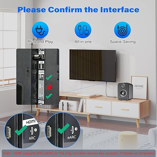 Unidirectional 192KHz HDMI ARC/eARC to Optical Toslink SPDIF Audio Extractor Splitter Converter Cable 6 Ft, USB Powered Digital Adapter for HDTV to Soundbar Home Theater Amplifier Old Speaker