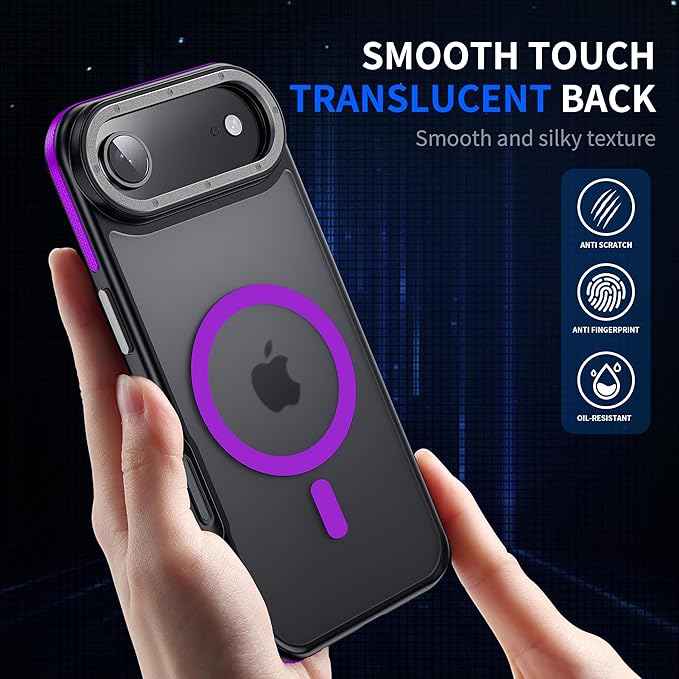 Magnetic for iPhone Air case, with Camera Lens Protector [10Ft Military-Grade Protection] Compatible with fit MagSafe Slim case for iPhone 17 Air 6.5 inch, Purple Bumper