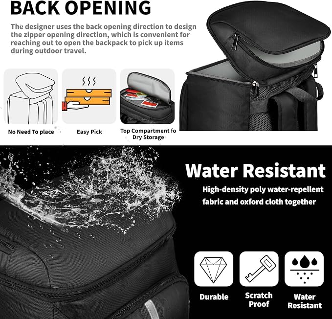 Cooler Backpack for Women Men,Insulated Backpack Cooler Leakproof Double Deck Work Lunchboxes Cooler Bag,Hot and Cold Thermal Backpack with Reflective Stripes