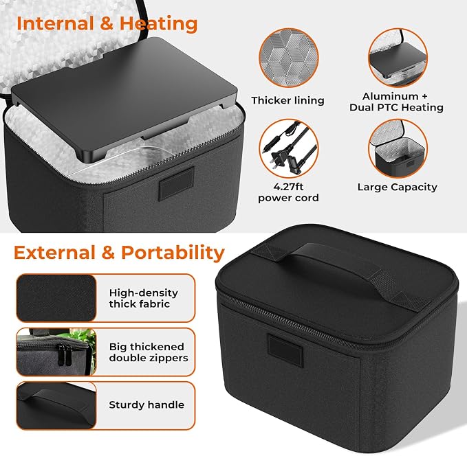 Electric Heated Lunch Box - Small Food Warmer For Men And Women, Mini Portable Travel Microwave, 12V/24V/110V 3-In-1 Self Heating Oven For Car, Truck, Office