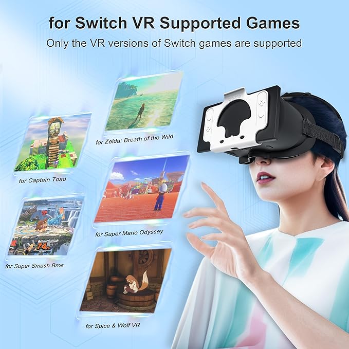 DEVASO Upgraded VR Headset for Nintendo Switch, Switch OLED Model, Virtual Reality Glasses with Adjustable HD Lenses and Comfortable Head Strap, Labo VR Kit 3D Goggles Accessory