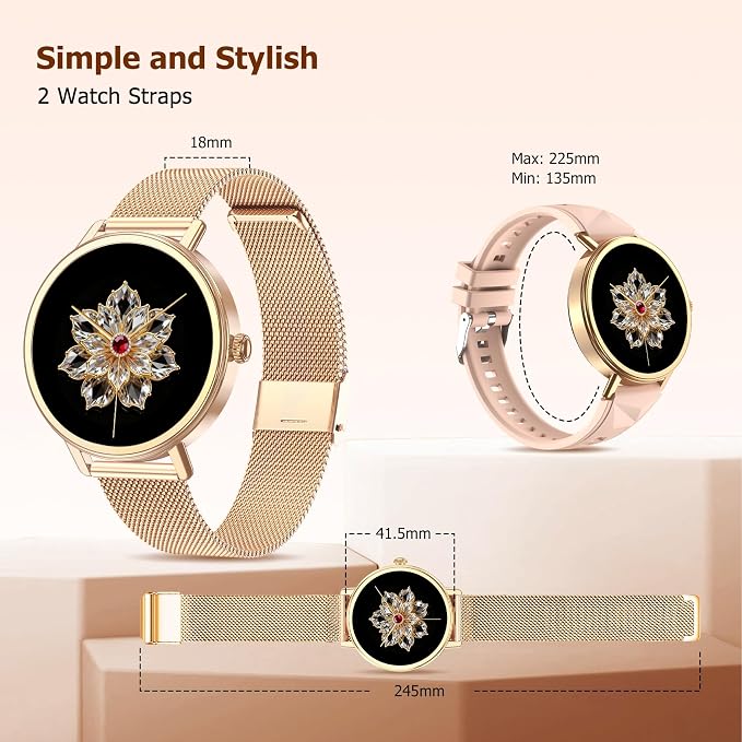 Smart Watch for Women, Answer/Make Call, 1.26" AMOLED Touchscreen Fitness Tracker with Bluetooth Calls, Heart Rate/Sleep Monitor, 120+ Sports Fitness Watch, IP68 Waterproof Smartwatch for Android iOS