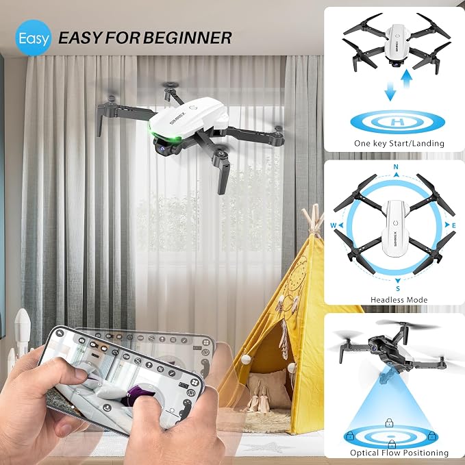 SIMREX Drone With Camera 1080P for Kids And Adults, RC Quadcopter with Altitude Hold, Mini Drone With One Key Start, Waypoint Fly, Headless Mode, 3D Flip, 3 Speeds, Remote Control Drone for Beginners
