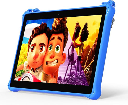 PRITOM 10 inch Kids Tablets Android, 64GB, Tablet with Lanyard, Quad-Core, HD IPS Display, WiFi, Dual Camera, Toddler Tablet for Kids, Blue