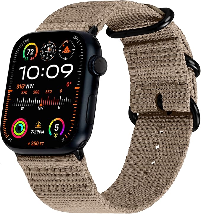 Hiking Trail Nylon Band | The Original Rugged Compatible with Apple Watch Bands for Men & Women - Soft, Breathable, Woven Water-Resistant Nylon Mens iWatch Strap | Fits 42mm 41mm 40mm Series 10 & All Models (Dune Beige)
