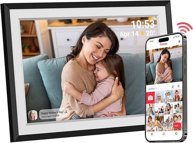 Frameo Digital Picture Frame – 10.1 Inch Smart Wi-Fi Photo Frame with Easy App Connection, for Women, Mom, Grandma, Wife, Girlfriend, Wedding Gift, Share Memories Instantly via Free App