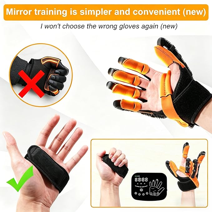 9th Gen Hand Rehabilitation Robot Gloves, Stroke Recovery Hand Therapy Equipment, Automatic LED Touchscreen 4 Modes Mirror Training, Finger Exerciser for Arthritis & Hemiplegia