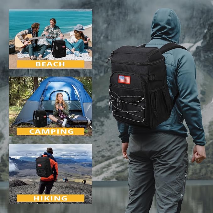 25L Backpack Cooler Keep All Drink Cold for Long Periods of Time Cooler Backpack Insulated Waterproof Portable High Durability Small Cooler Backpack with Compartment for Hiking Camping Beach