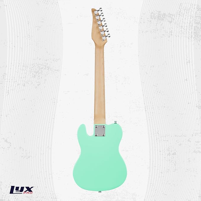 LyxPro 30” Electric Guitar TL Series, Full-Size Paulownia Wood Body, 3-Ply Pickguard, C-Shape Neck, Ashtray Bridge, Quality Gear Tuners, 3-Way Switch & Volume/Tone Controls, 2 Picks Included, Green