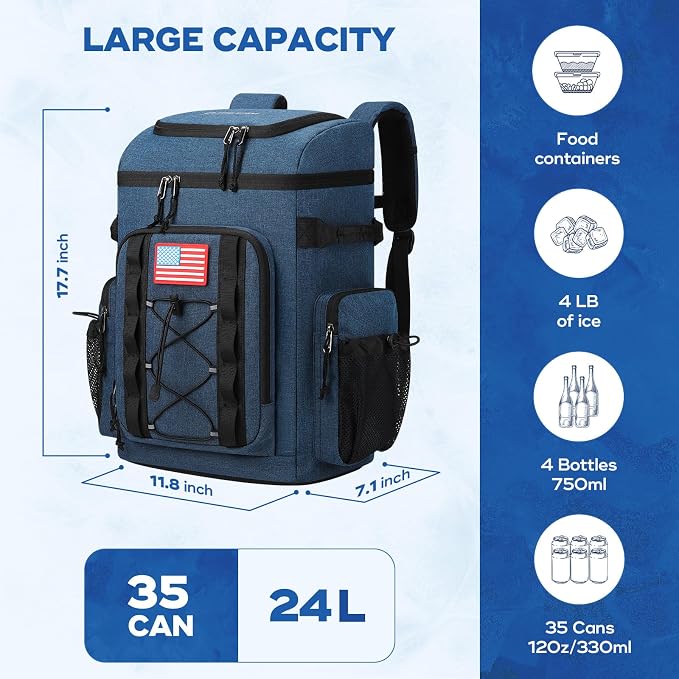 Maelstrom Backpack Cooler,Soft Lightweight Leakproof Cooler Backpack,Men Women 35/50 Can Insulated Cooler Bag,Keeps Hot/Cold for Up to 16 Hours,Perfect for Camping, Beach