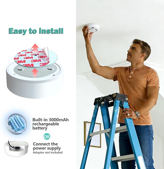 WiFi Hidden Camera, Magnetic 360° Rotatable Indoor Security Cam | 5000mAh Large Built-in Battery,Magnetic Mount 360° Manually Rotatable Lens,1080P Clear Recording，Video Only
