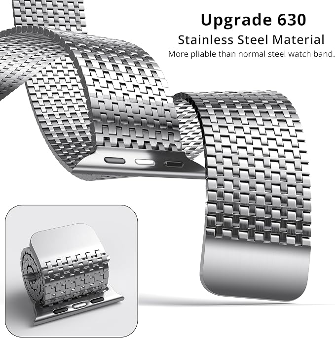 LULULOOK Milanese Mesh Loop Compatible with Apple Watch Band 49/46/45/44/42/41/40/38mm for Men Women, Stainless Steel Magnetic Buckle Strap for iWatch Ultra 3/2 Ultra Series 11 10 9 8 7 6 SE 5 4 3