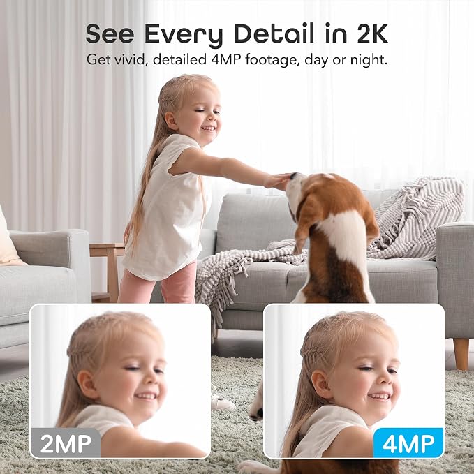 Geeni Look 2K 4MP Smart Indoor Security Camera 2-Pack – 1440p Ultra HD WiFi Pet & Baby Monitor with 2-Way Audio, Motion Detection Zones, 10m Night Vision, & USB-C Power