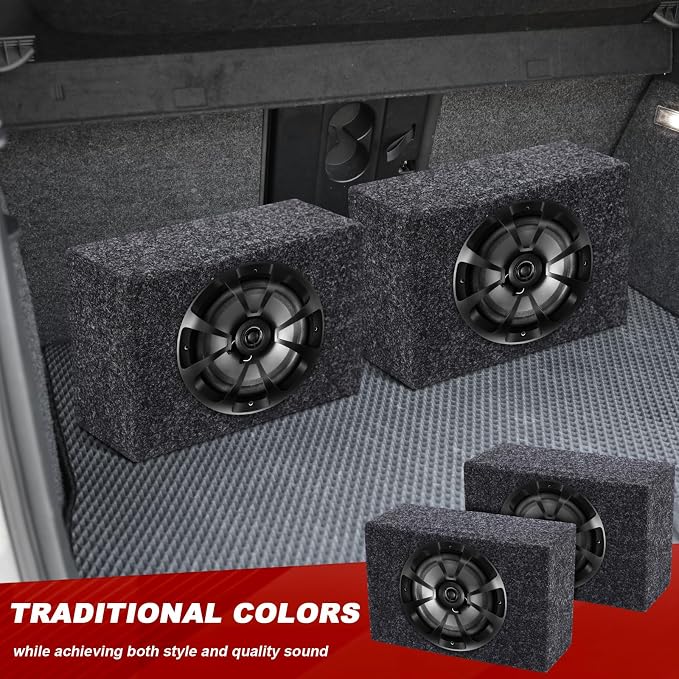 2-Way Coaxial Car Audio Speakers with Speaker Box Enclosures Set Sturdy Constructed Car Stereo and Sound System Accessories Portable Audio Equipment for Vehicles(Separate,6.5" 100 W)