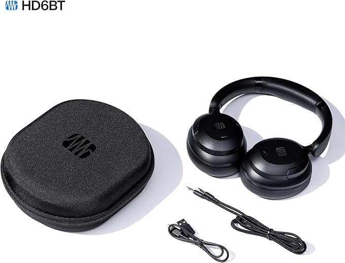 PreSonus Eris HD6BT — Over-Ear Closed-Back Wireless Headphones, Bluetooth, ANC Noise Cancelling, Up to 60 Hours Battery Life, Studio Headphones for Mixing, Monitoring, Recording, Eclipse Black