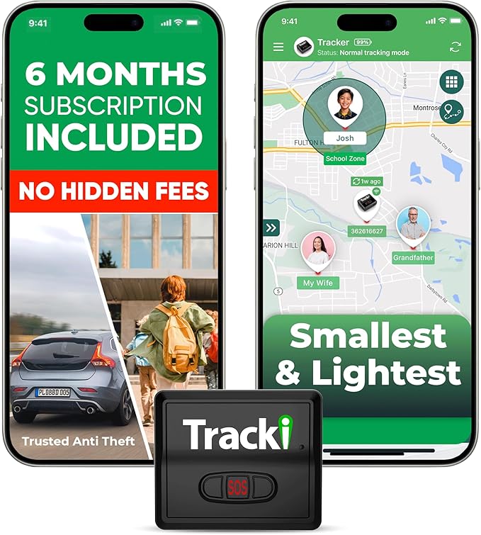 Tracki Mini GPS Tracker, Subscription Required, Cancel Anytime – Universal Compact 4G LTE Tracker for Vehicles (Tracker + 6M Subs.)
